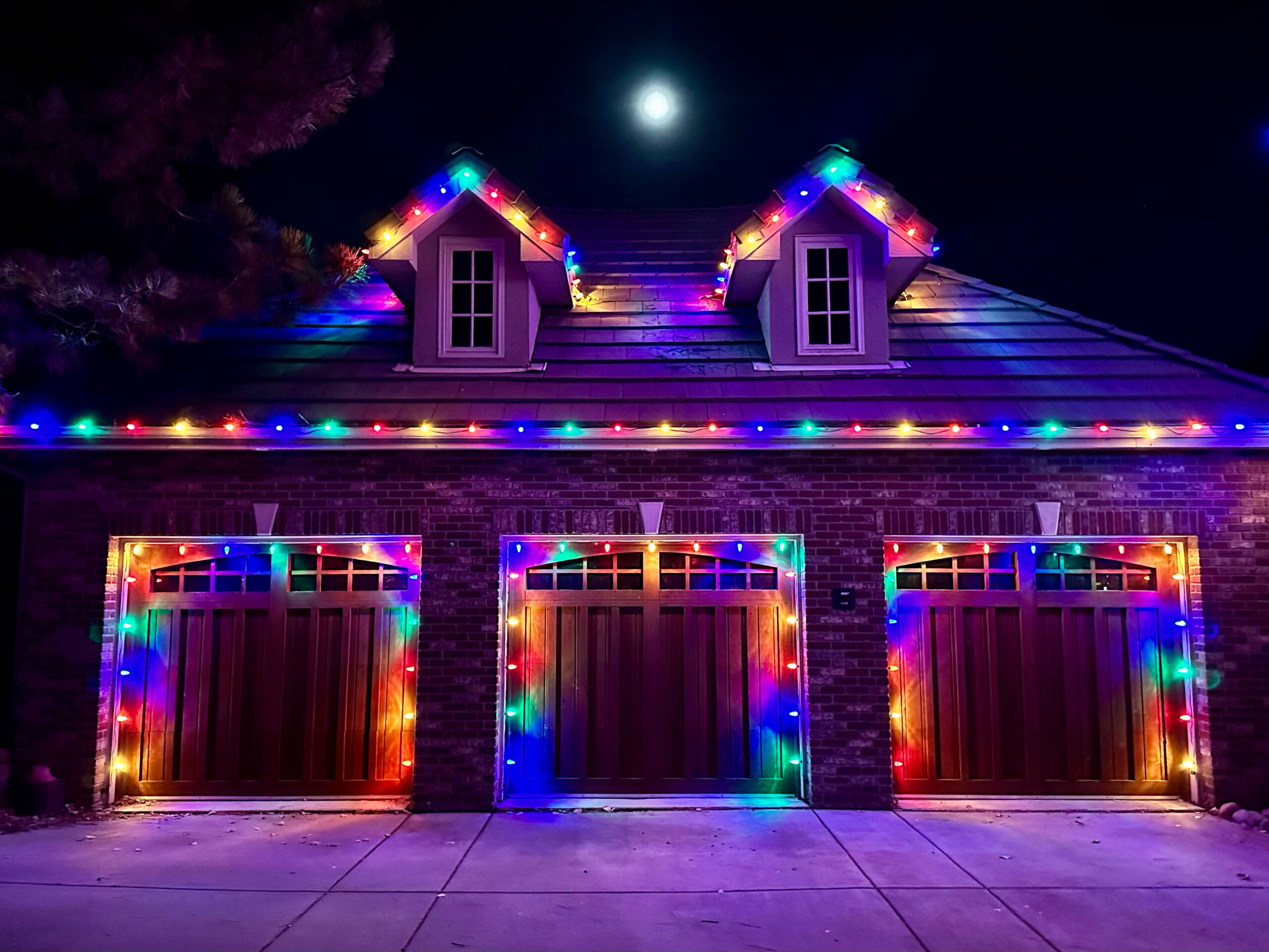 Colored Christmas Light Installation